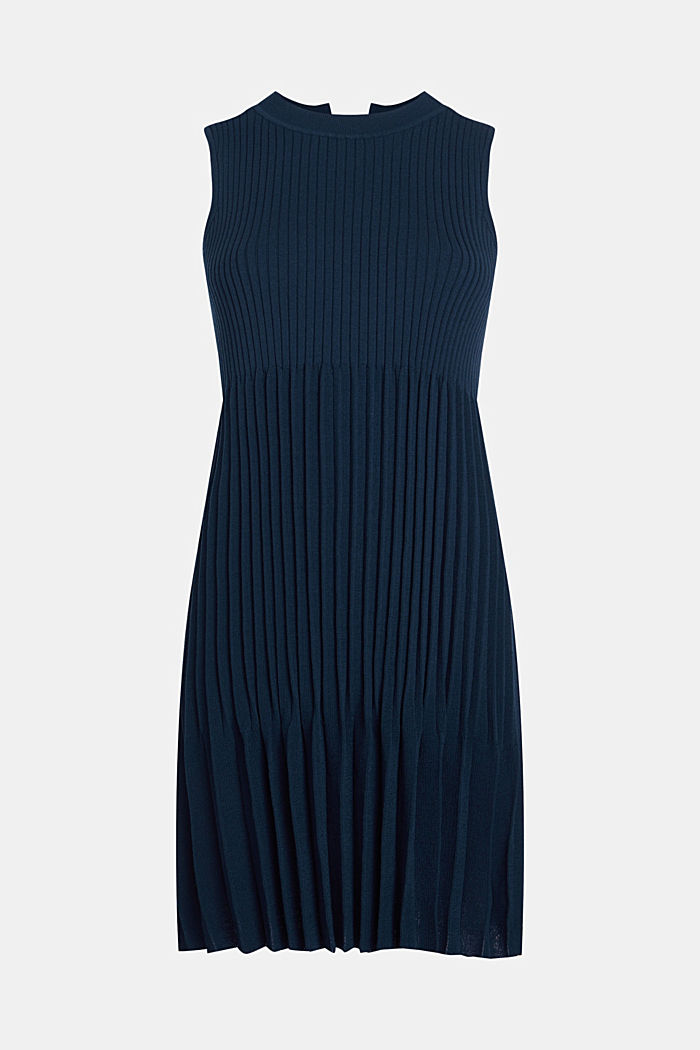 Pretty Pleats 無袖連身裙, NAVY, overview