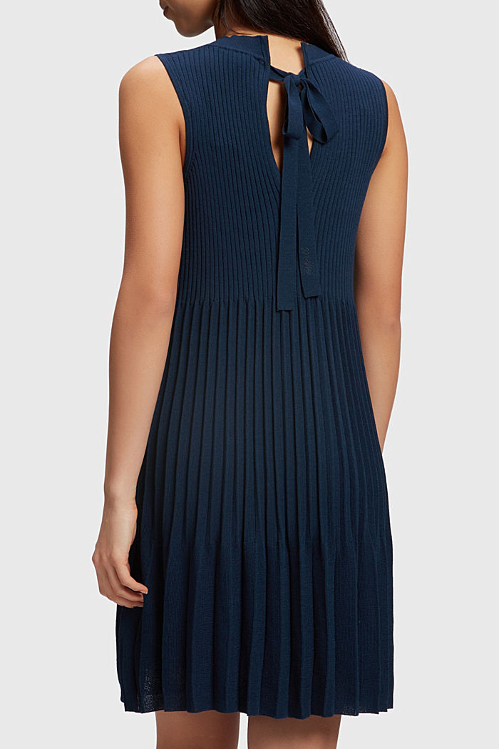 Pleated fit and flare dress, NAVY, detail-asia image number 2