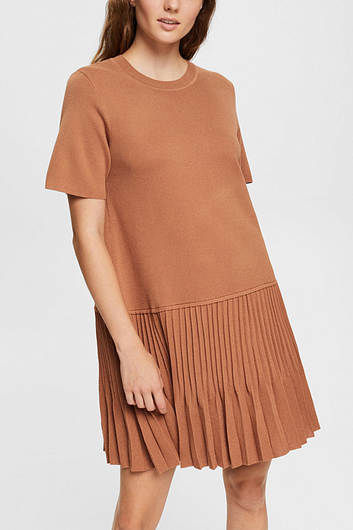 Pleated peplum dress, BROWN, detail-asia image number 0