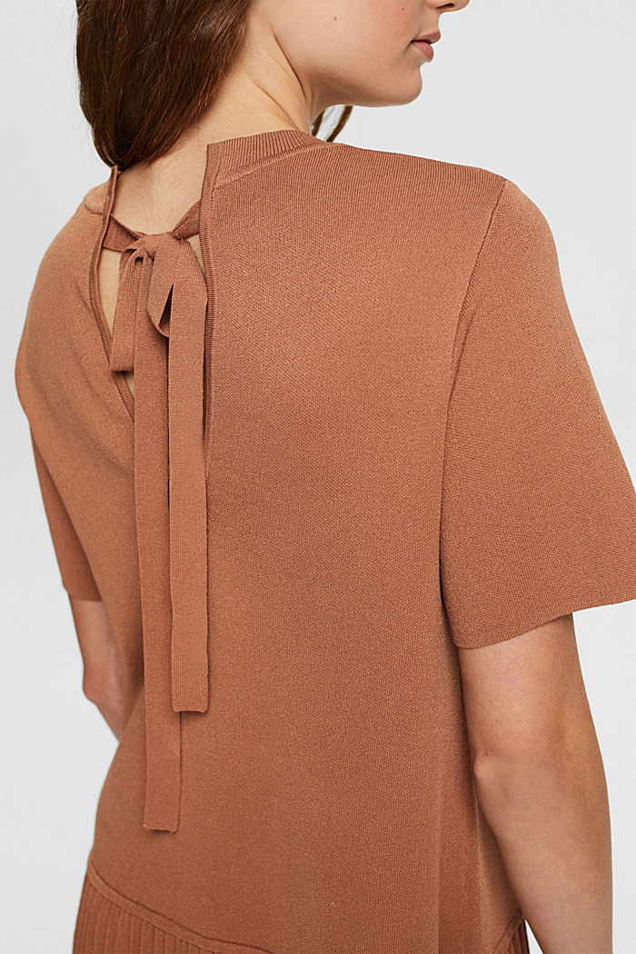 Pleated peplum dress, BROWN, detail-asia image number 2