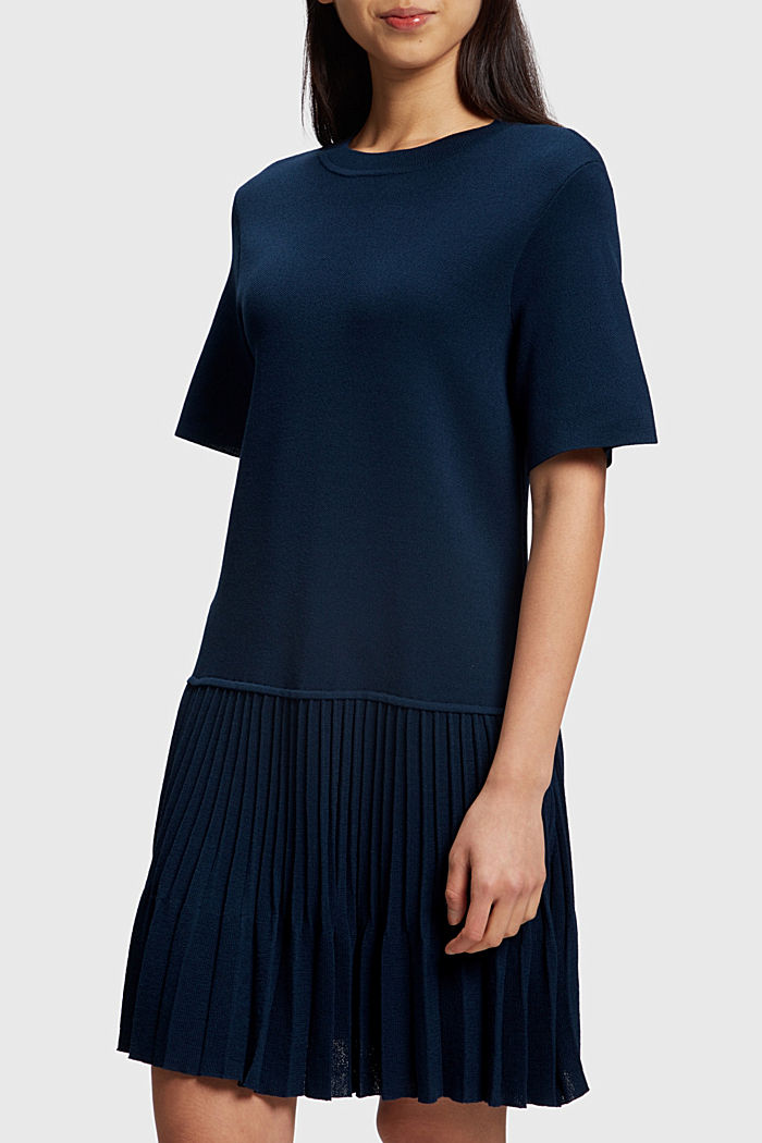 Pleated peplum dress, NAVY, detail-asia image number 0