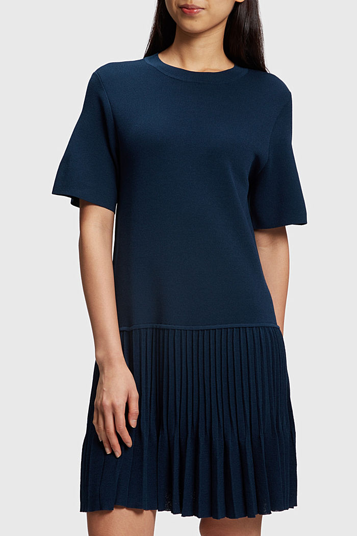 Pleated peplum dress, NAVY, detail-asia image number 2