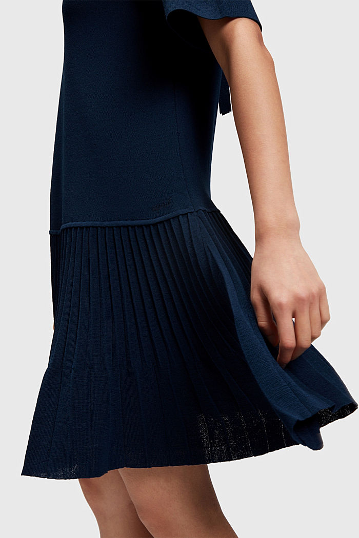 Pleated peplum dress, NAVY, detail-asia image number 4