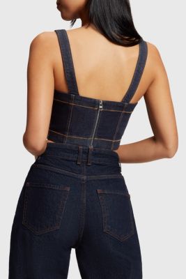BODY CONTOUR 4-Way Stretch Denim Bustier, BLUE DARK WASH, detail-asia image number 1