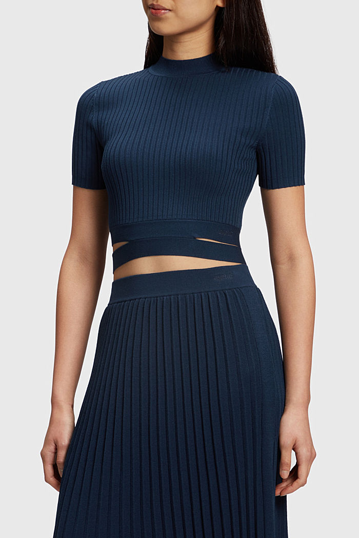 Pleated top, NAVY, detail-asia image number 0