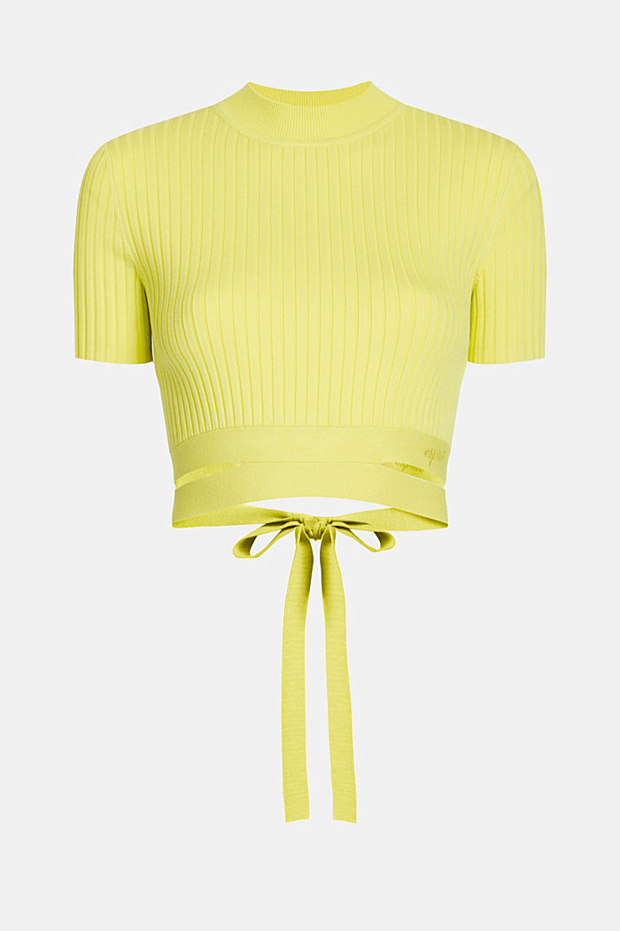 Pretty Pleats Cropped Tie Waist Top, LIGHT YELLOW, detail image number 6