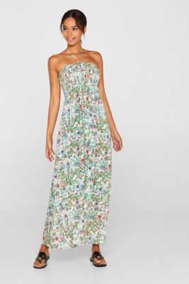 Esprit - Smocked maxi dress with a tropical print at our Online Shop