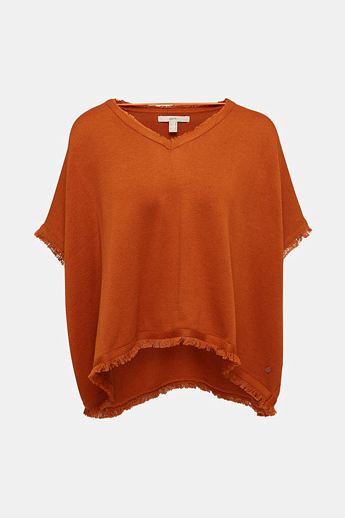 Con lana: poncho a maglia, RUST BROWN, detail image number 0
