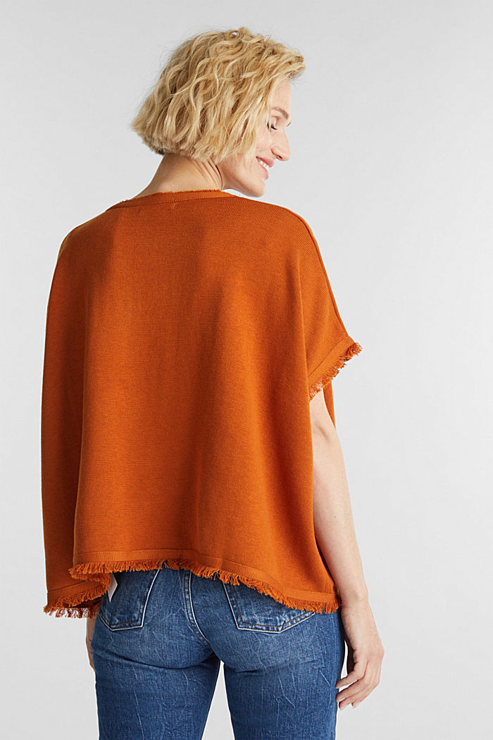 Con lana: poncho a maglia, RUST BROWN, detail image number 3