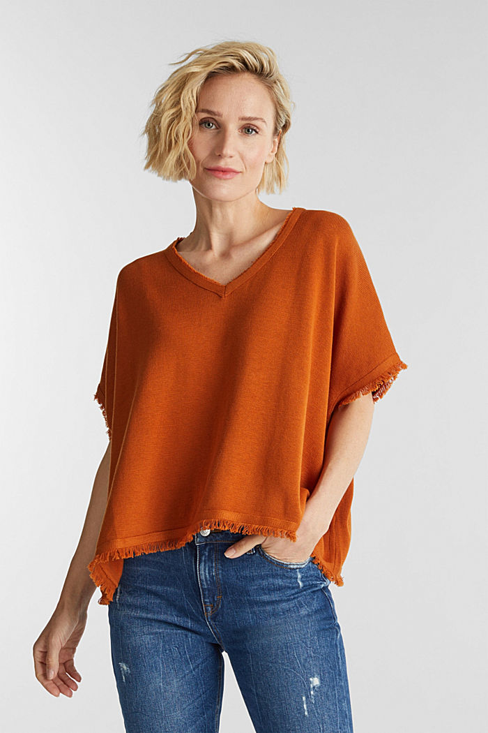 Con lana: poncho a maglia, RUST BROWN, detail image number 1