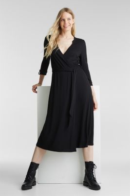 jersey midi wrap dress