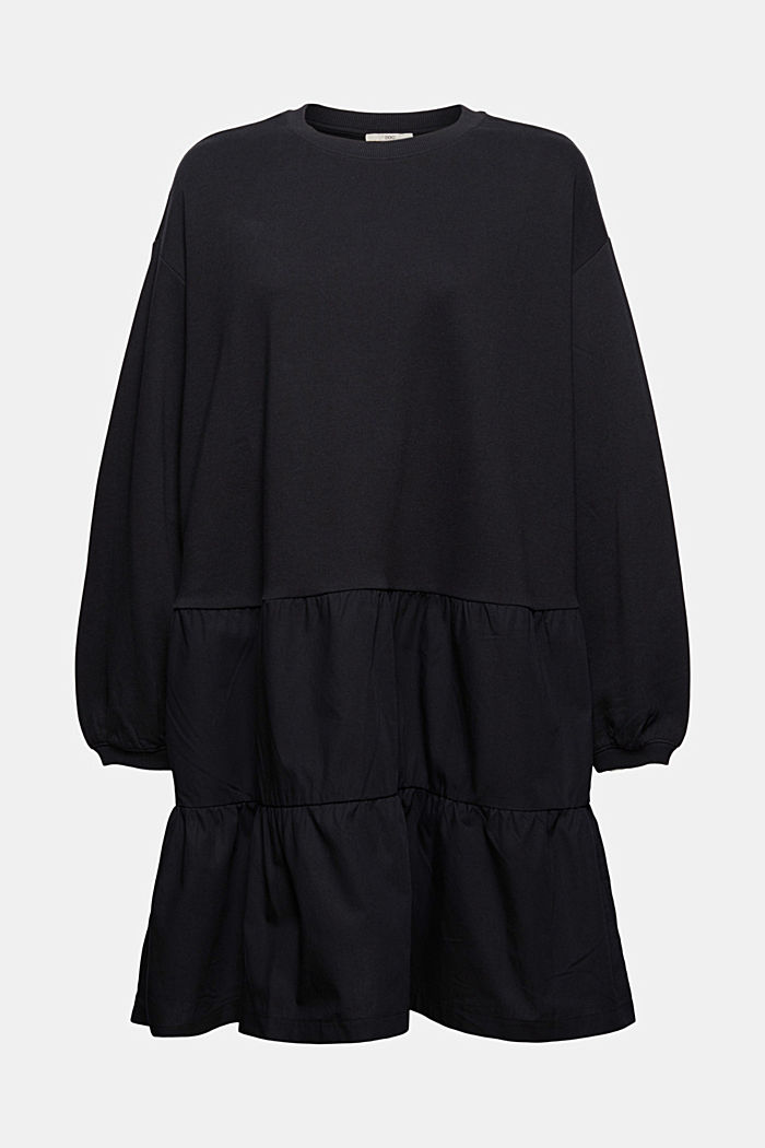 Mixed material sweatshirt dress, BLACK, detail image number 5