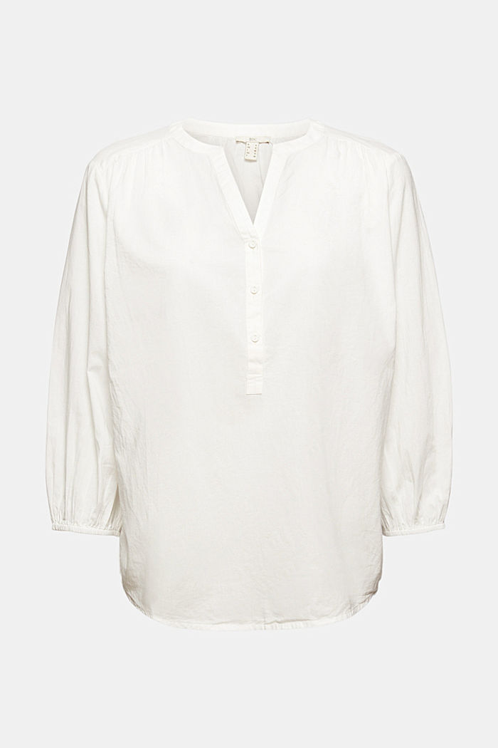 Blusa con maniche a 3/4, 100% cotone, OFF WHITE, detail image number 5