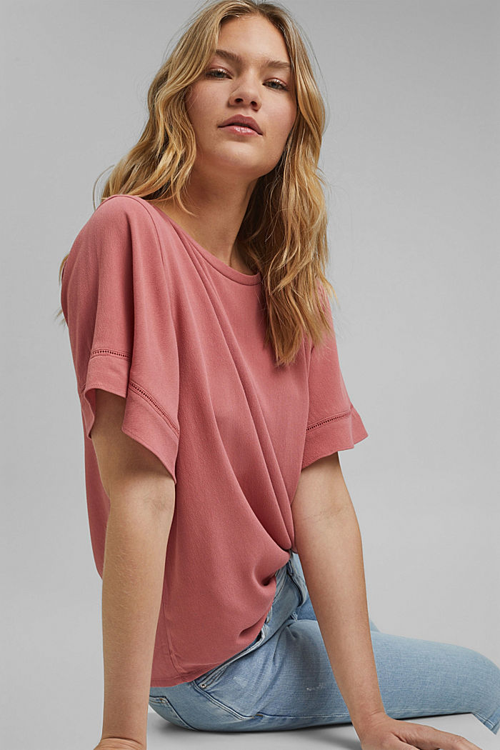 Short sleeve blouse made of LENZING™ ECOVERO™, CORAL, overview