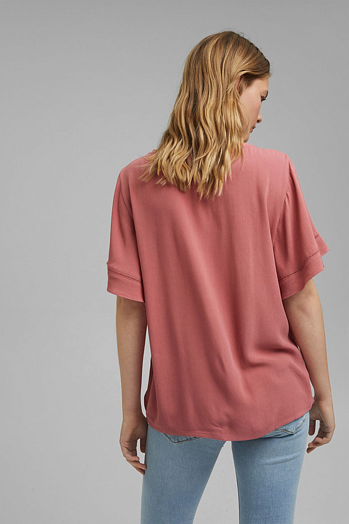 Short sleeve blouse made of LENZING™ ECOVERO™, CORAL, detail image number 3