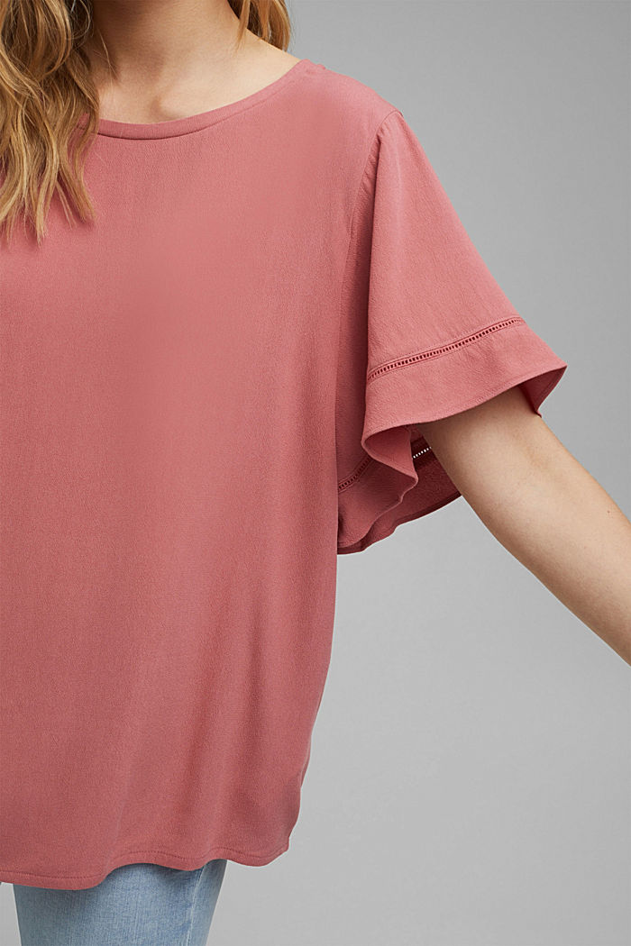 Short sleeve blouse made of LENZING™ ECOVERO™, CORAL, detail image number 2