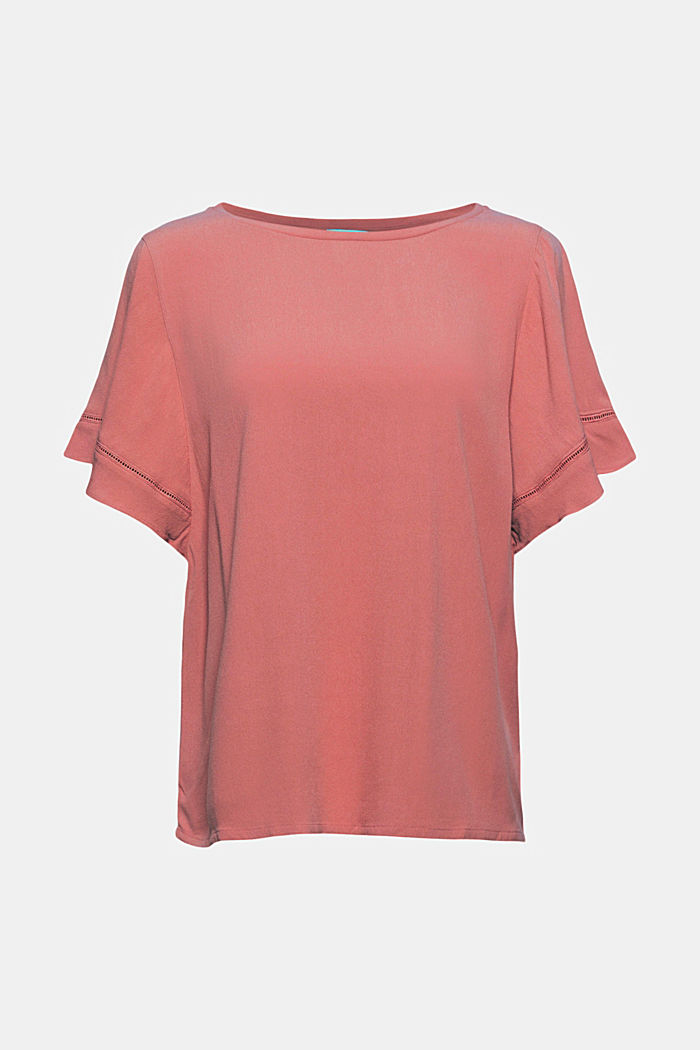 Short sleeve blouse made of LENZING™ ECOVERO™, CORAL, detail image number 5