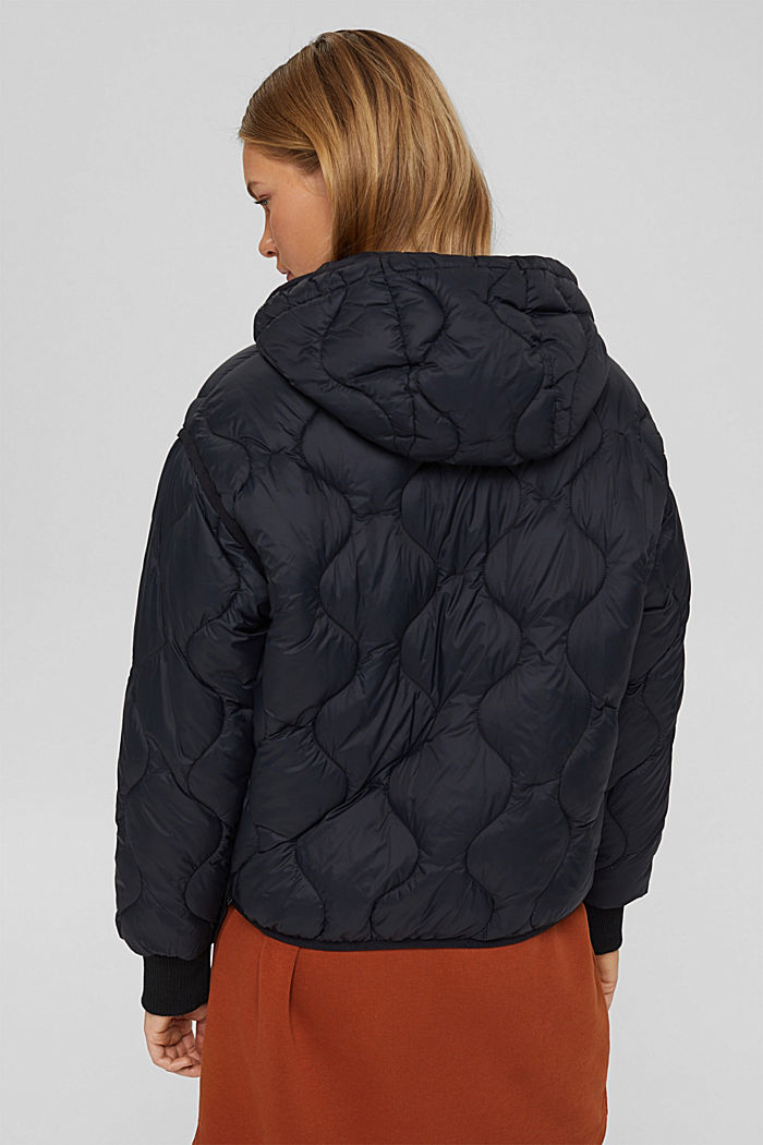 In materiale riciclato: giacca con motivo trapuntato, BLACK, detail image number 3