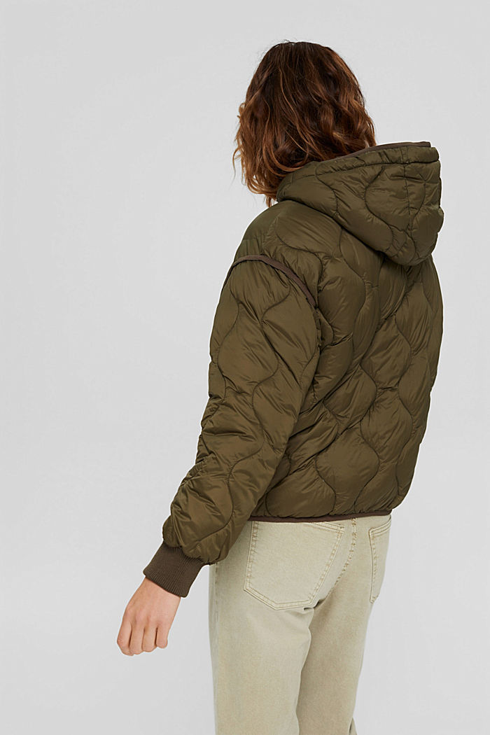 Made of recycled material: Jacket with patterned quilting, DARK KHAKI, detail image number 3