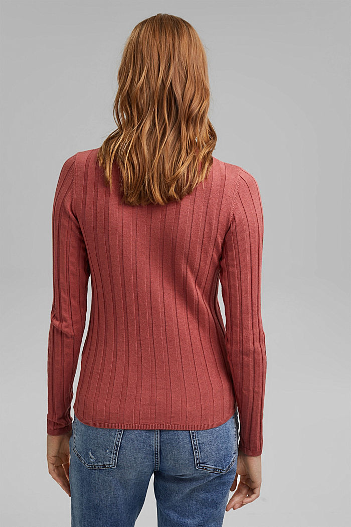 Rib knit jumper in blended organic cotton, CORAL, detail image number 3