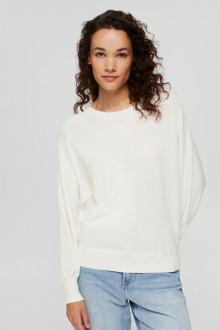Pullover in 100% cotone biologico, OFF WHITE, detail image number 0