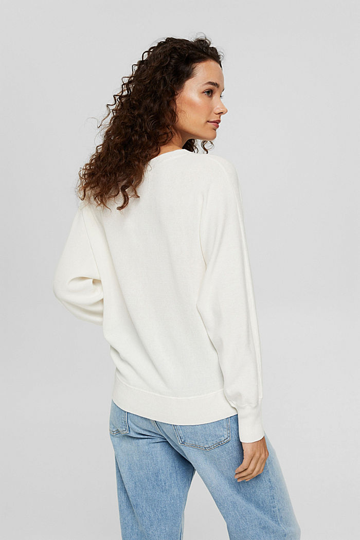 Pullover in 100% cotone biologico, OFF WHITE, detail image number 3