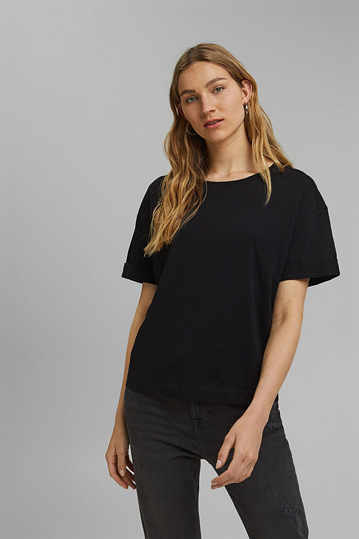 T-Shirt aus 100% Bio-Baumwolle, BLACK, overview