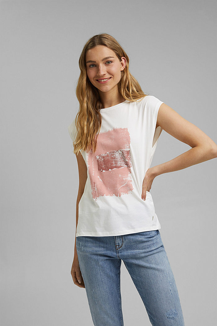 T-Shirt mit Print, 100% Organic Cotton, OFF WHITE, detail image number 0