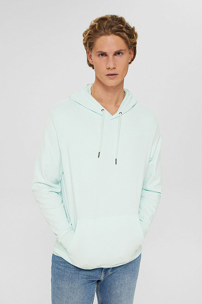 Hooded sweatshirt in sustainable cotton, LIGHT AQUA GREEN, detail image number 0