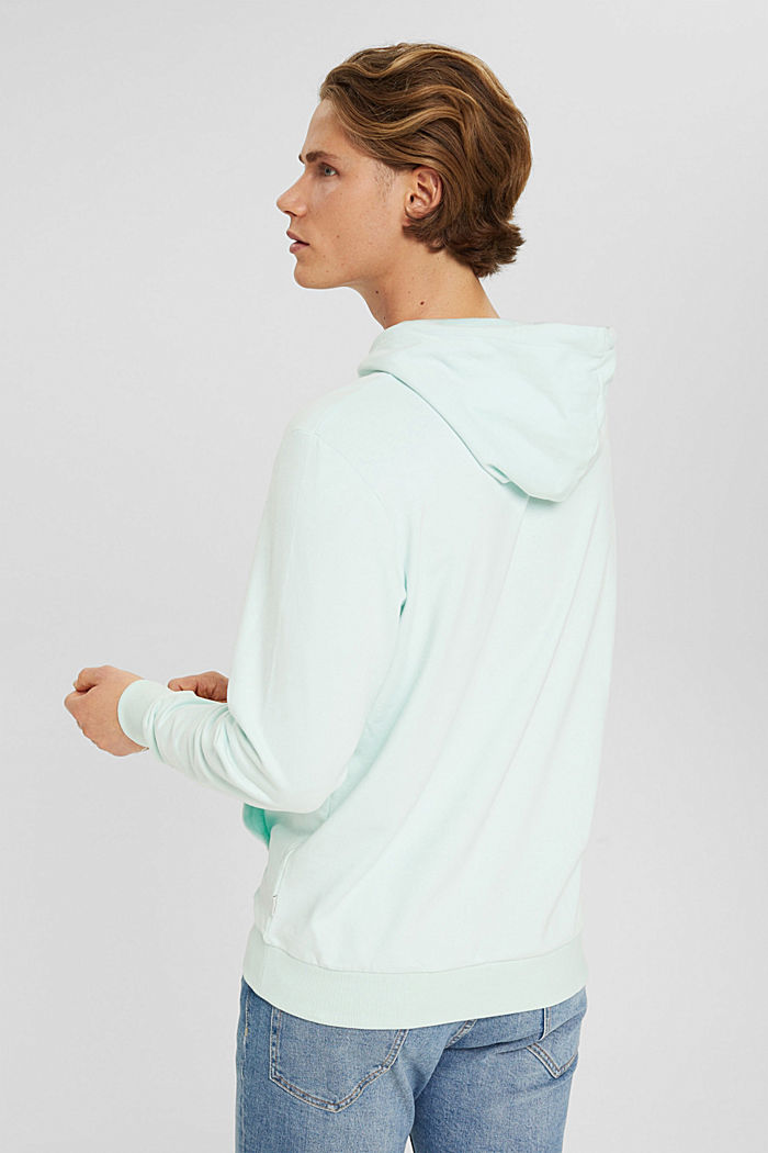 Hooded sweatshirt in sustainable cotton, LIGHT AQUA GREEN, detail image number 3