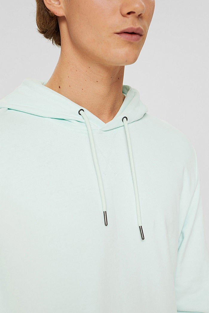 Hooded sweatshirt in sustainable cotton, LIGHT AQUA GREEN, detail image number 2