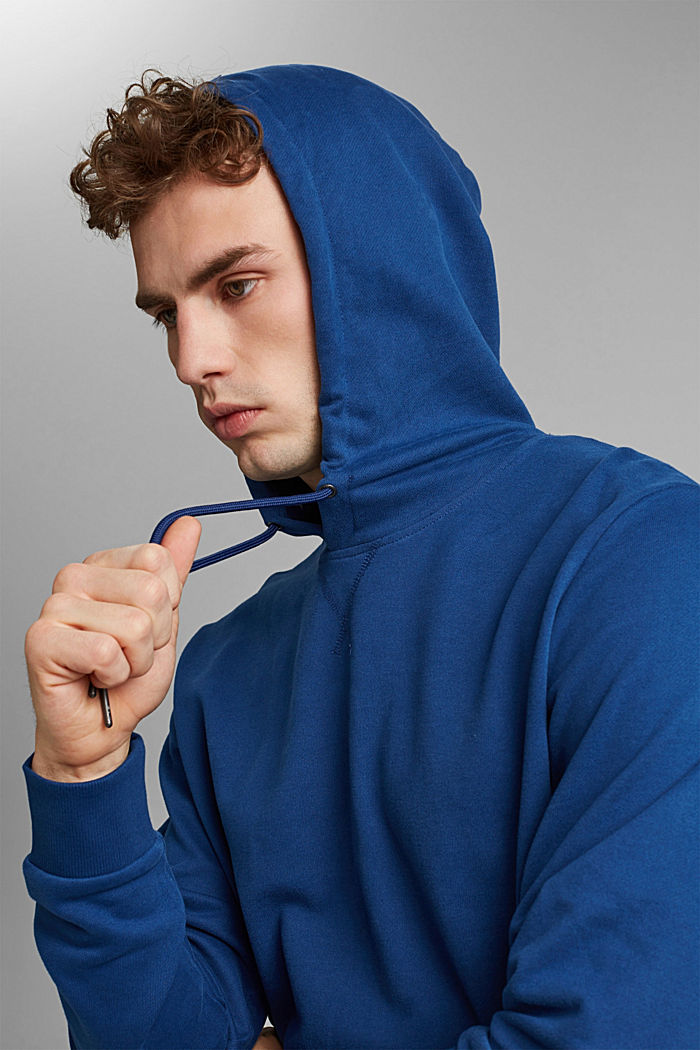 Hooded sweatshirt in sustainable cotton, DARK BLUE, overview