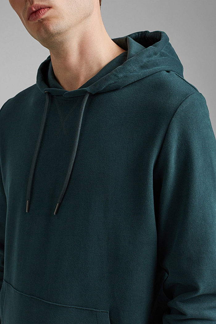 Hooded sweatshirt in sustainable cotton, TEAL BLUE, detail image number 2