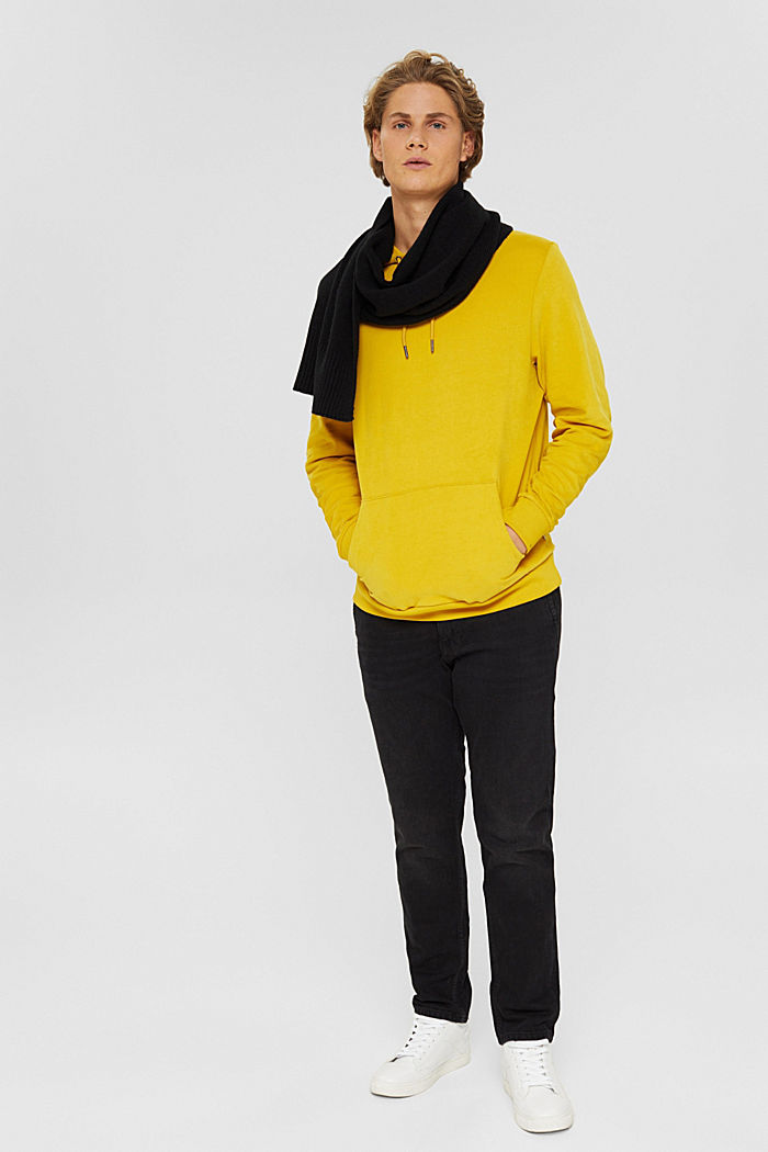 Hooded sweatshirt in sustainable cotton, YELLOW COLORWAY, detail image number 1