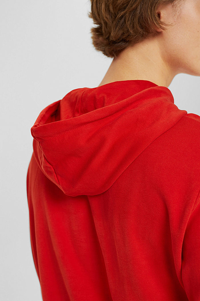 Sudadera con capucha de felpa en algodón sostenible, RED ORANGE, detail image number 2