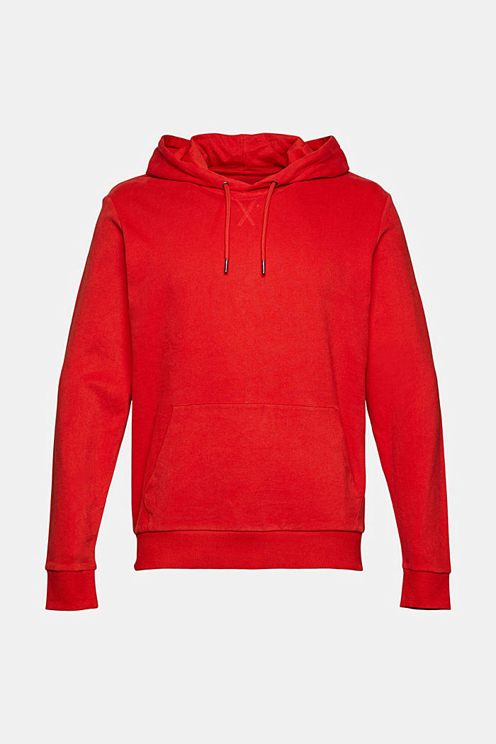 Hooded sweatshirt in sustainable cotton, RED ORANGE, overview