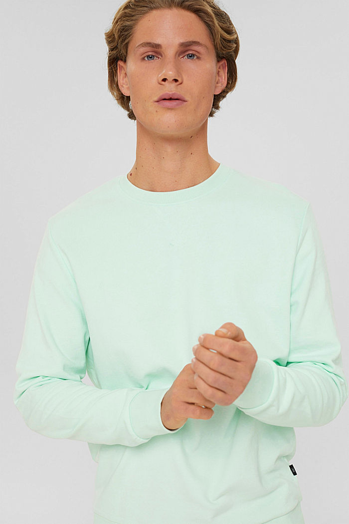 Sweatshirt made of sustainable cotton, LIGHT AQUA GREEN, overview