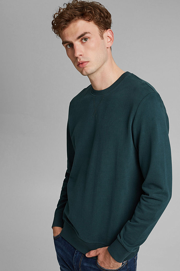 Sweatshirt made of sustainable cotton, TEAL GREEN, detail image number 0
