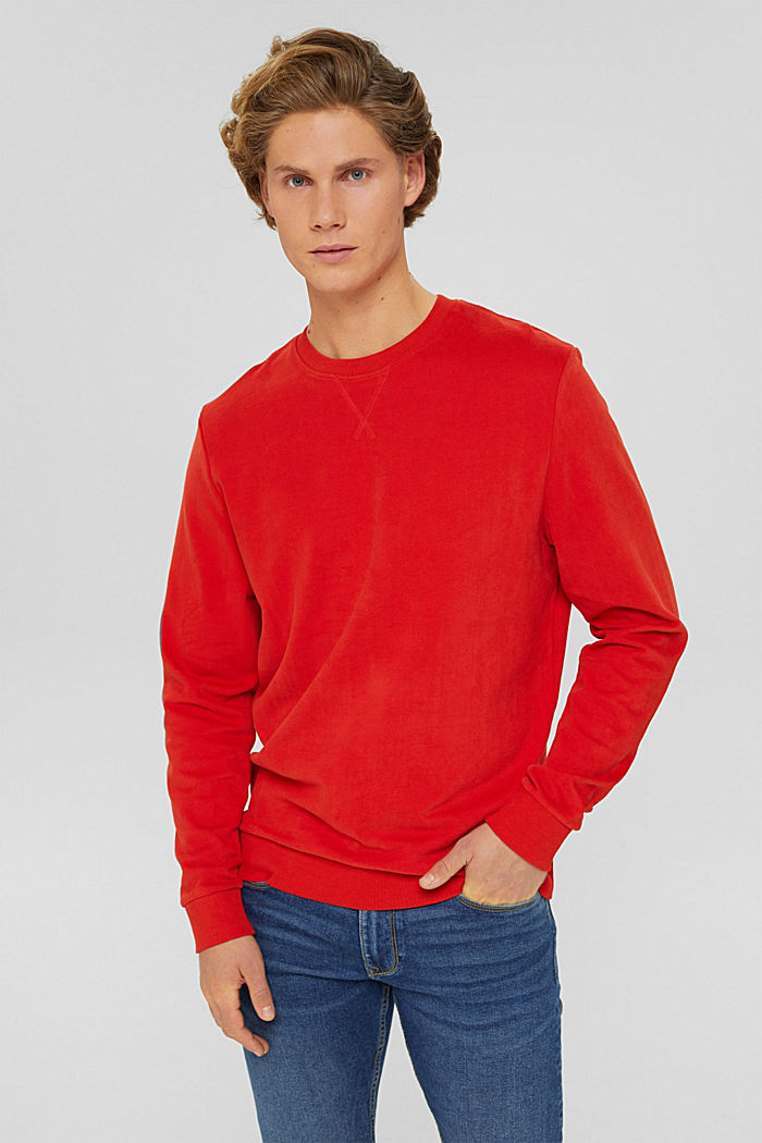 Sweatshirt made of sustainable cotton, RED ORANGE, detail image number 0