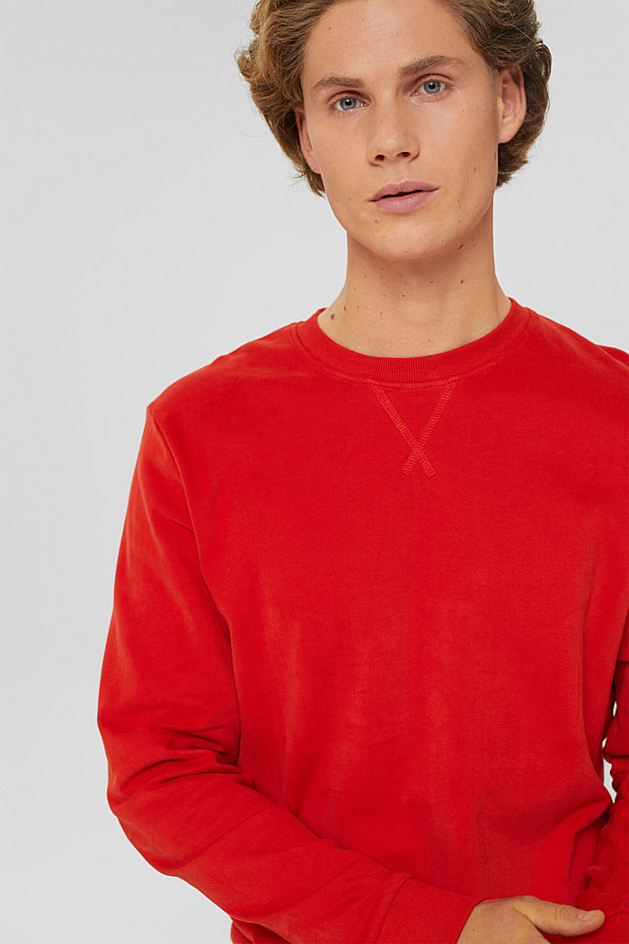 Sweatshirt van duurzaam katoen, RED ORANGE, detail image number 5