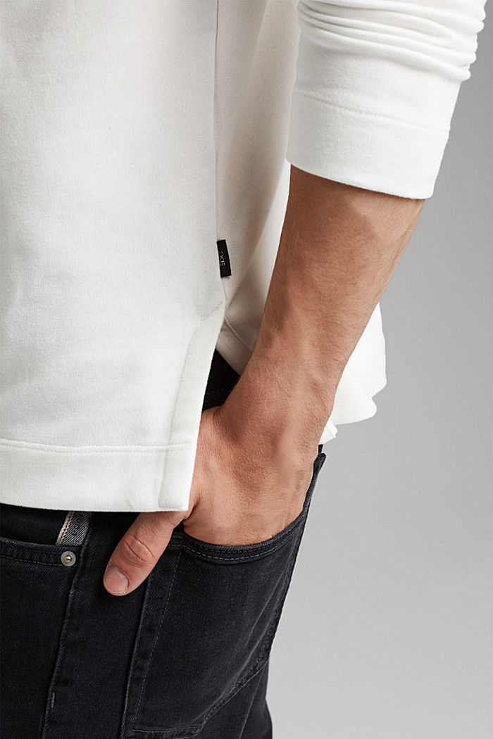 Sweat-shirt à poche et imprimé, 100 % coton, OFF WHITE, detail image number 6