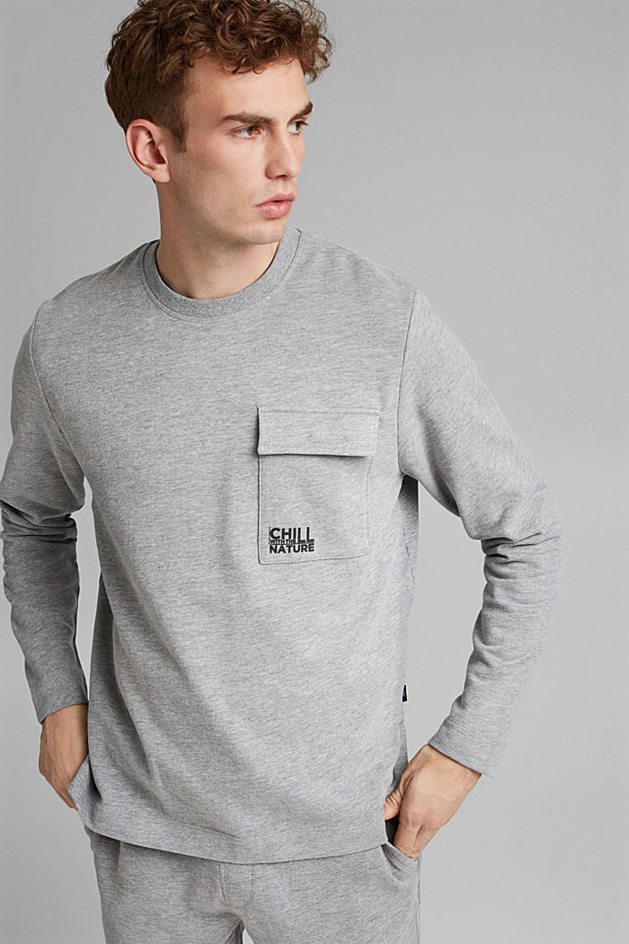 Sweatshirt mit aufgesetzter Tasche, LIGHT GREY, detail image number 0