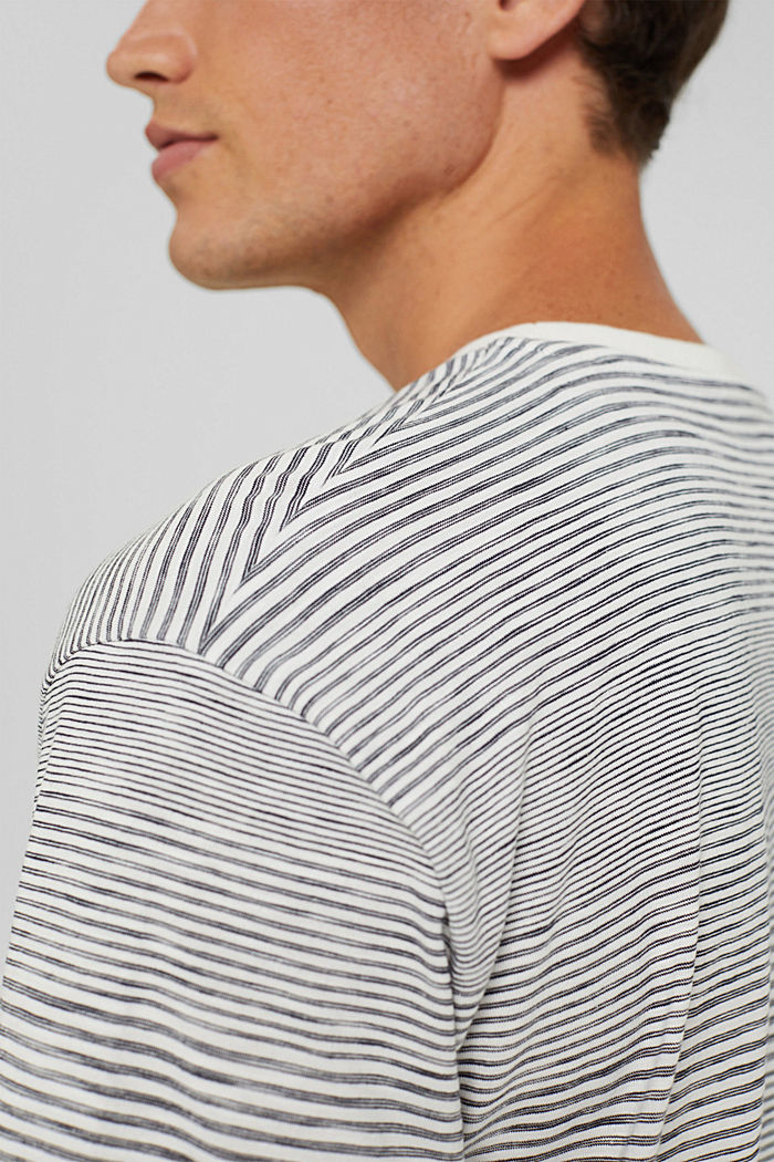 T-shirt a righe in jersey di cotone biologico, OFF WHITE, detail image number 1