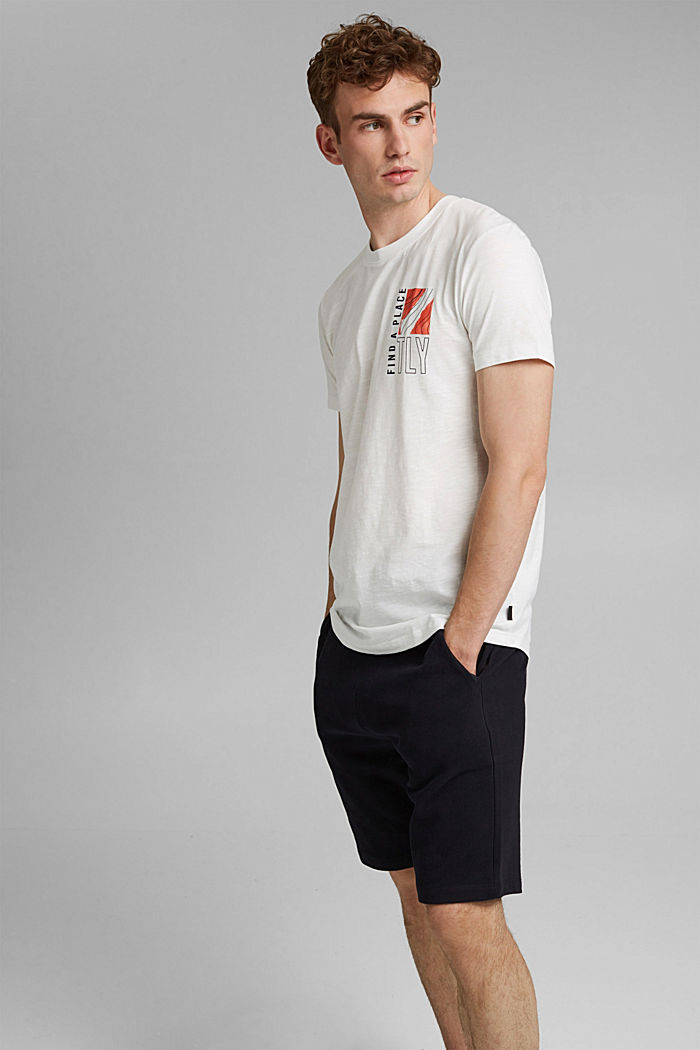 Jersey T-shirt met print, 100% biologisch katoen, OFF WHITE, detail image number 0