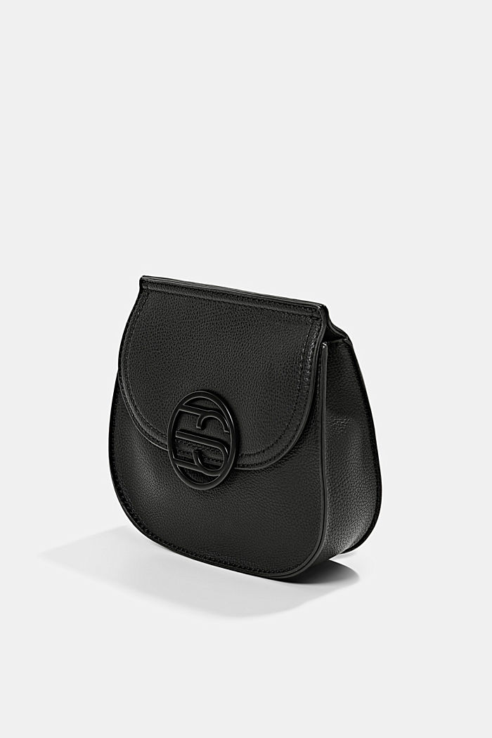 Materiale vegano: borsa a tracolla in similpelle, BLACK, detail image number 2