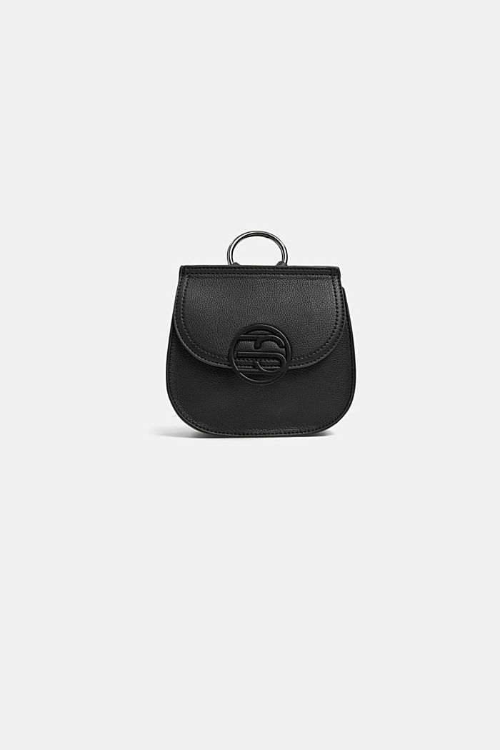 Materiale vegano: borsa a tracolla in similpelle, BLACK, detail image number 6