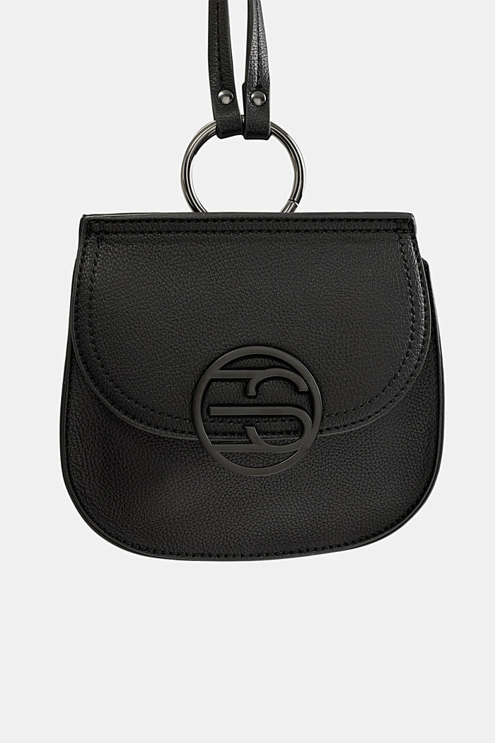 Materiale vegano: borsa a tracolla in similpelle, BLACK, detail image number 4