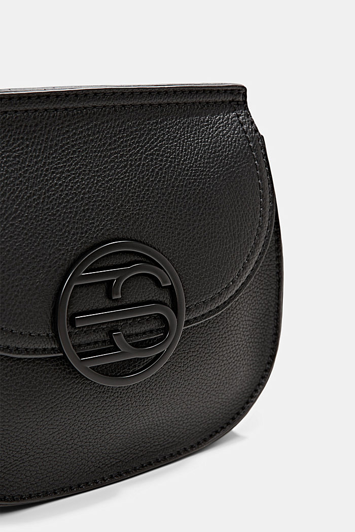 Materiale vegano: borsa a tracolla in similpelle, BLACK, detail image number 3