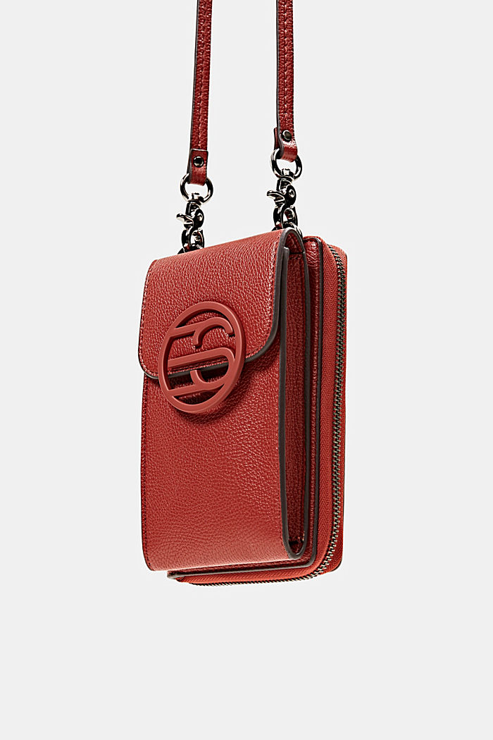 Vegan: smartphone bag with purse, TERRACOTTA, detail image number 2