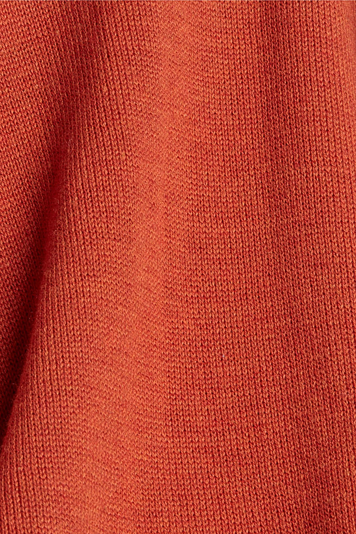 Con lana: poncho de punto con bordes desflecados, TERRACOTTA, detail image number 2